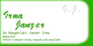 irma janzer business card